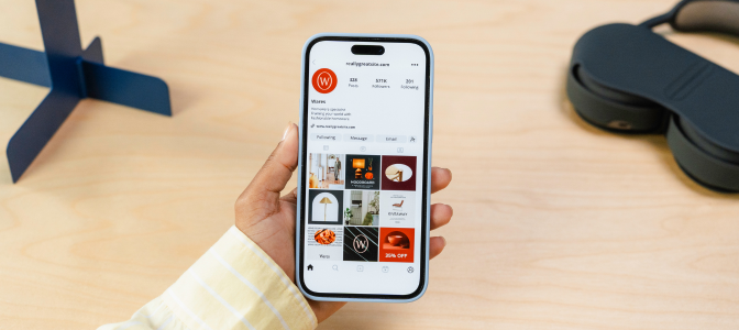 Perfil de Instagram mostrando marketing de conteúdo e social média para divulgação de produtos.