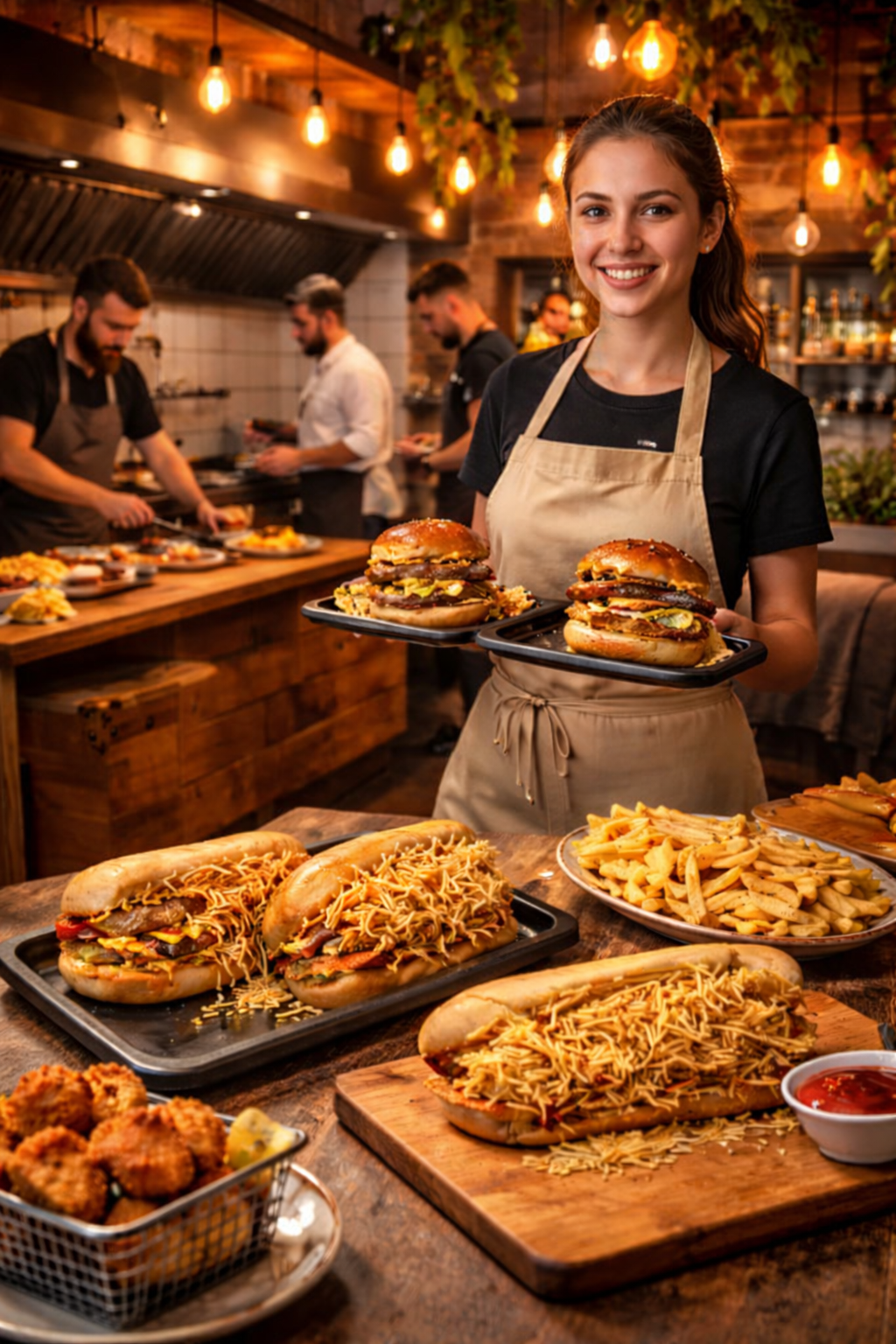 Equipe de marketing analisando dados e planejando estratégia para restaurante