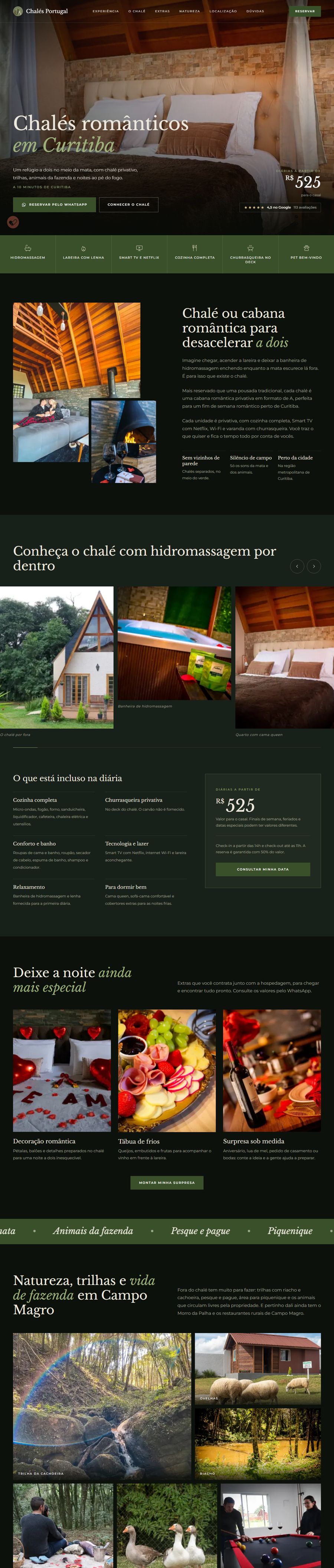Landing page da Chalés Portugal desenvolvida pela Realiza