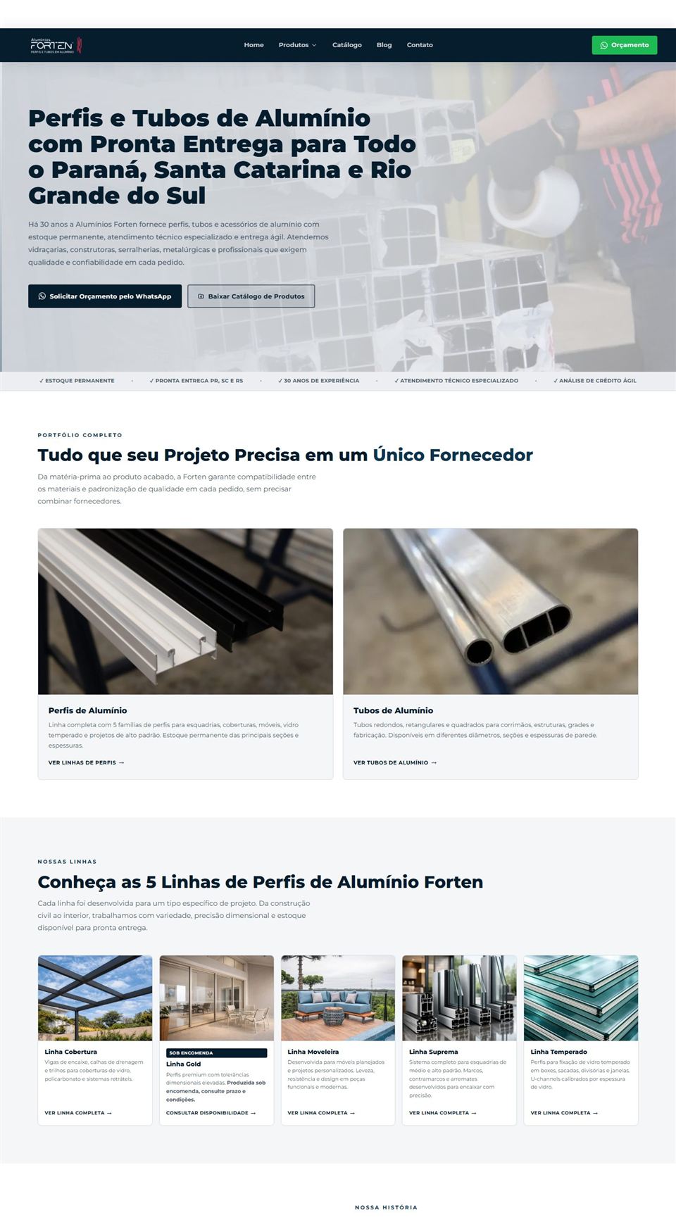 Site Alumínios Forten criado pela Realiza