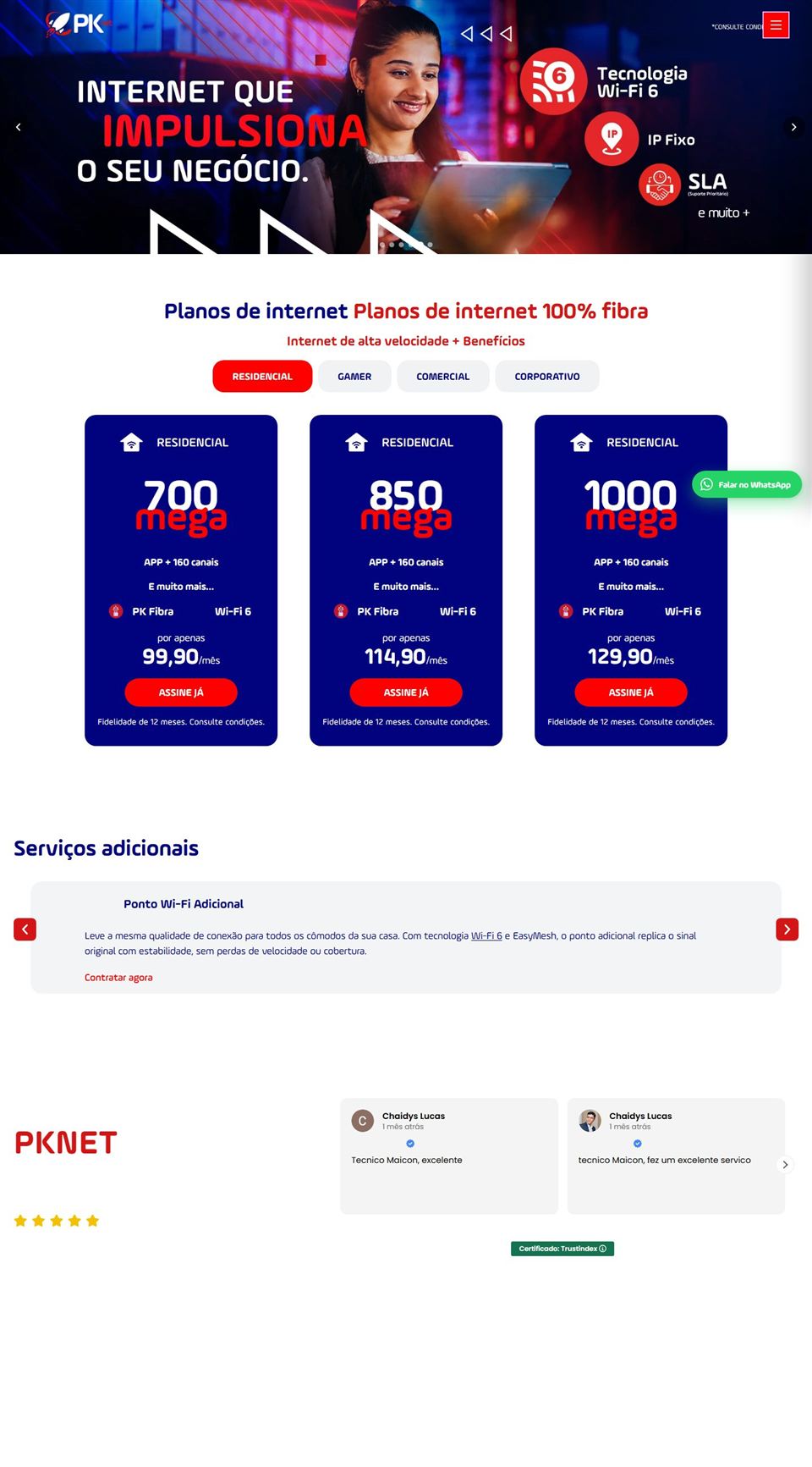 Site PK NET criado pela Realiza