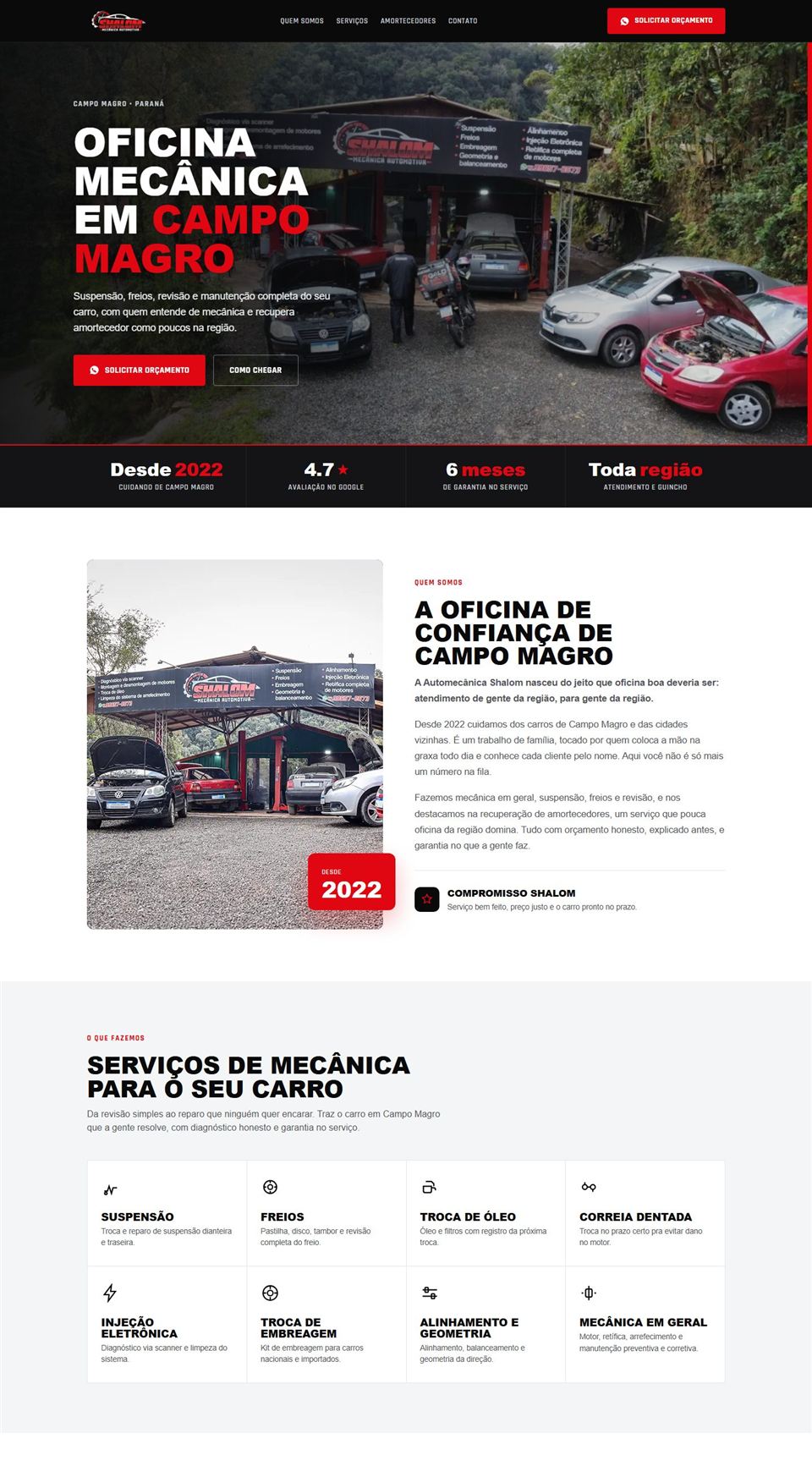 Site Automecânica Shalom criado pela Realiza