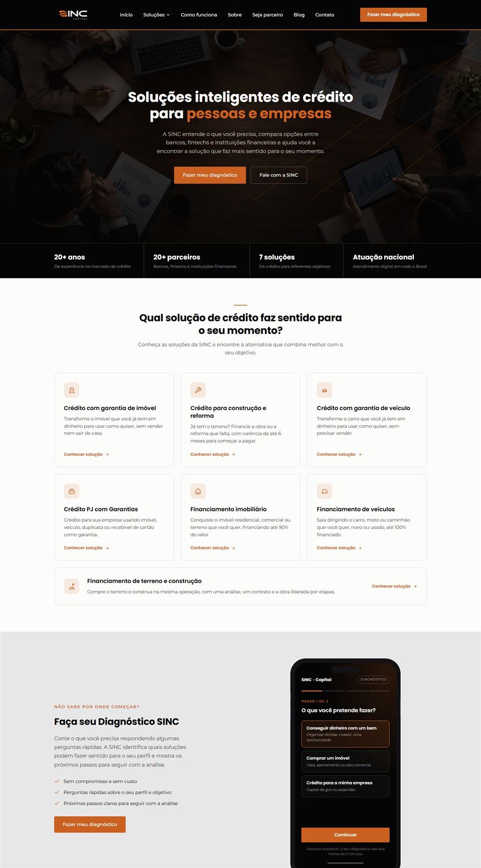 Site SINC Capital criado pela Realiza