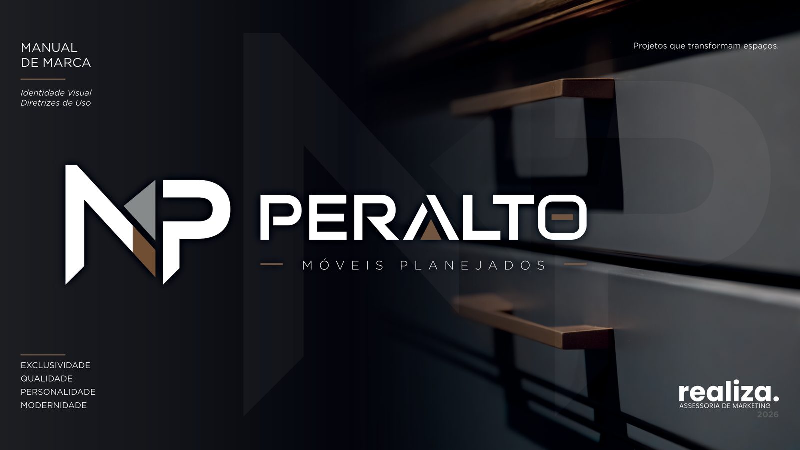 Capa do manual de marca da NP Peralto Móveis Planejados criado pela Realiza