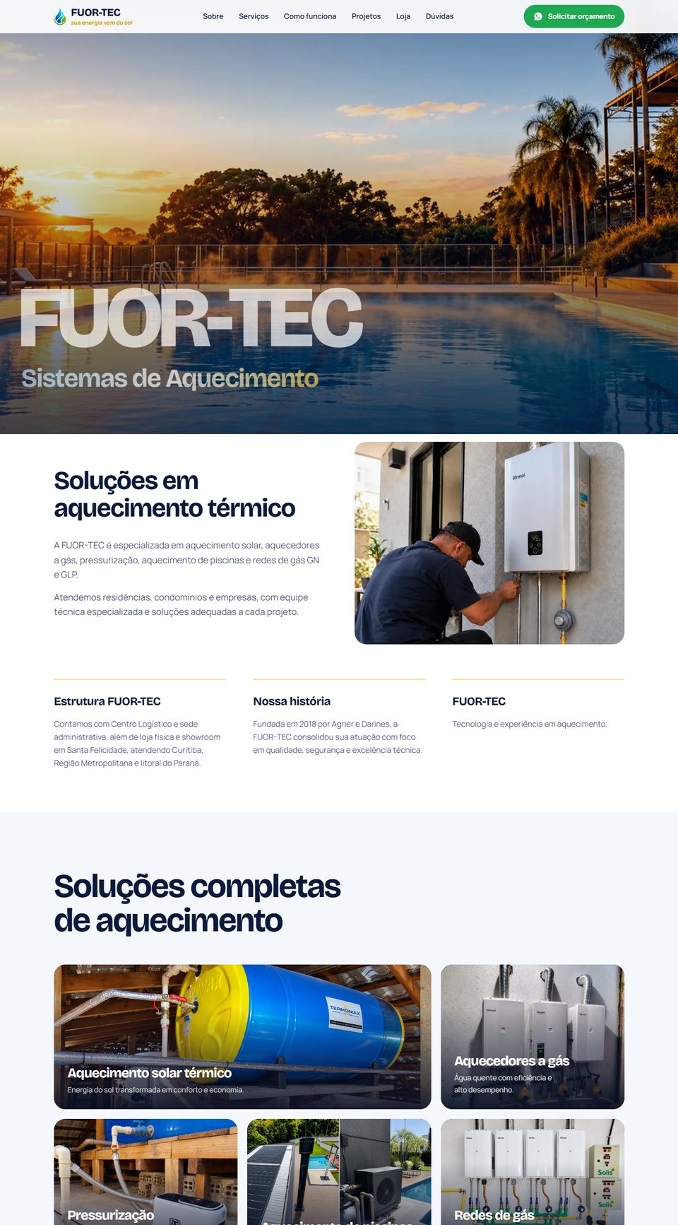Landing page da FUOR-TEC criada pela Realiza